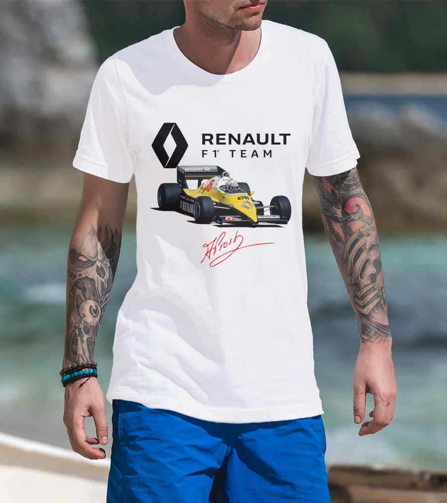Renault F1 Team Alain Prost Racing Car Signature T-Shirt