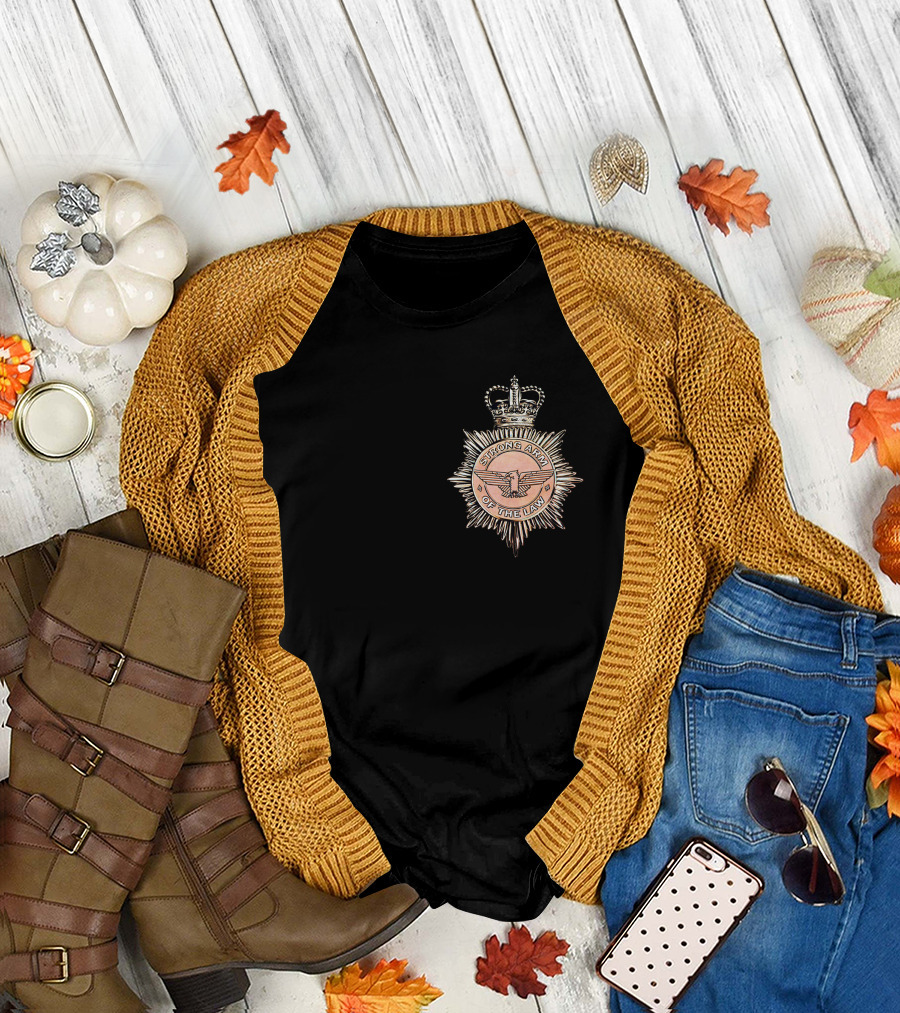 Saxon Strong Arm of the Law Badge with Crown and Eagle Emblem T-Shirt