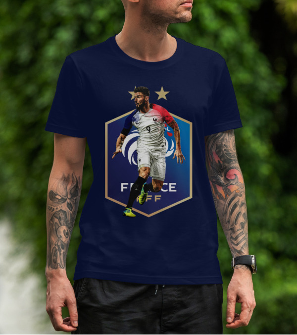 Giroud France FFF Soccer Blue And White 9 Jersey T-Shirt