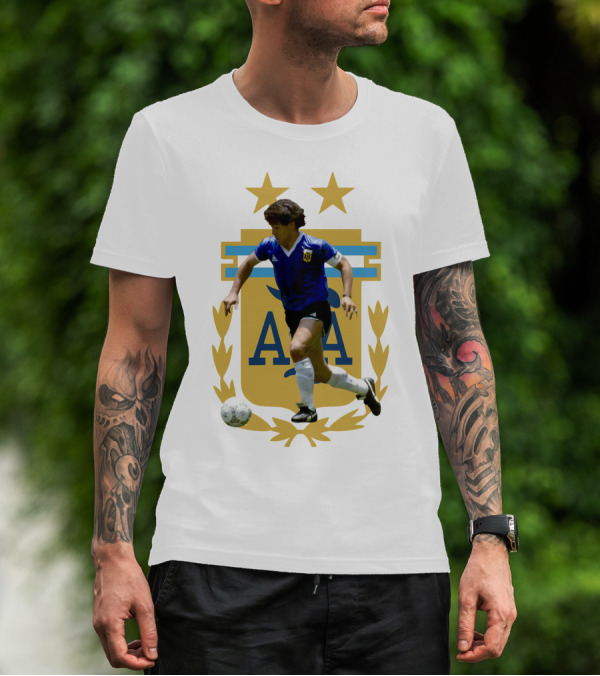 Maradona Argentina AFA Football Legend Blue Jersey T-Shirt
