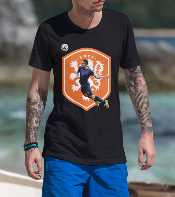 KNVB Netherlands Flying Header Football Icon Robin Van Persie T-Shirt