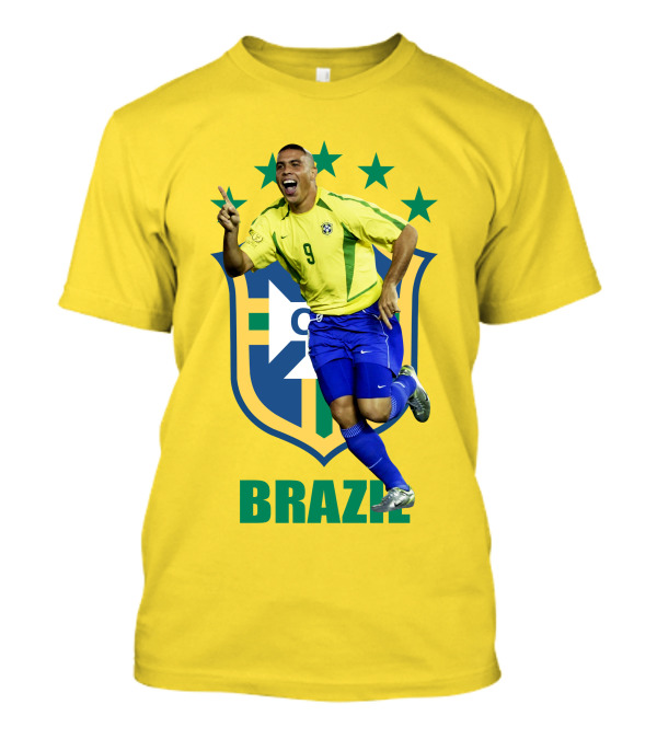 Ronaldo Brazil Soccer Legend Number 9 With Team Crest And Stars T-Shirt
