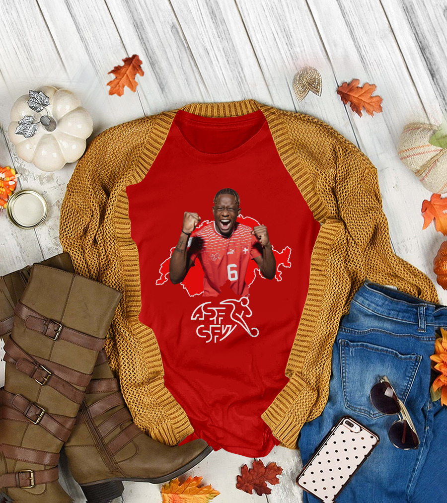 Denis Zakaria Switzerland National Team Football Jersey Map Background T-Shirt