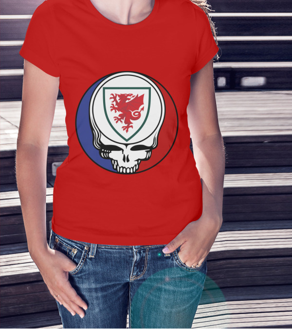 Wales National Football Team Grateful Dead Skull Emblem T-Shirt