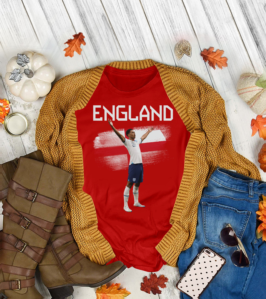 Jude Bellingham England Football Celebration with Red Cross T-Shirt
