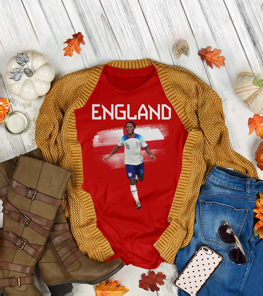 Raheem Sterling England Football 10 Euro Kit Cross Background T-Shirt