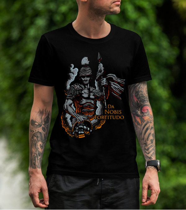 Roman Warrior With DA NOBIS FORTITUDO Banner T-Shirt