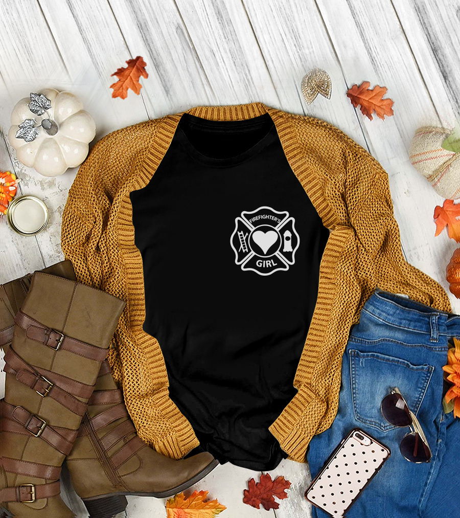 FIREFIGHTER'S GIRL TEXT WITH FIREFIGHTER T-Shirt