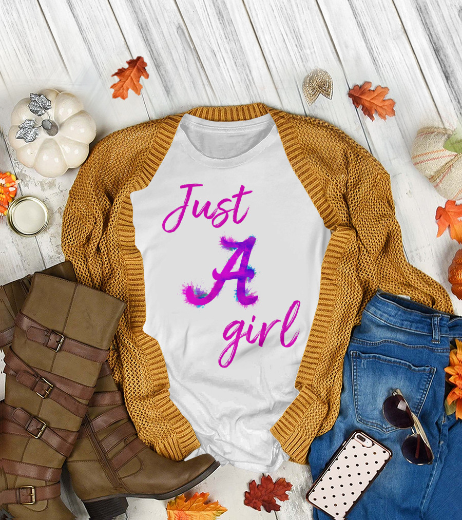 Just a Girl Aesthetic Calligraphy Bright Colors T-Shirt