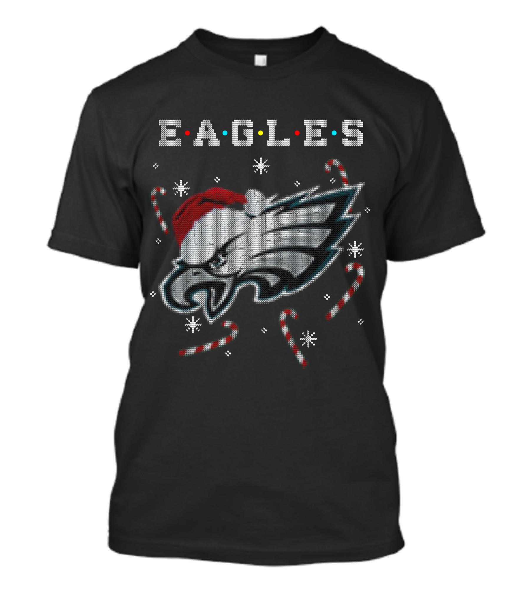Eagles Candy Cane Santa Hat Christmas T-Shirt