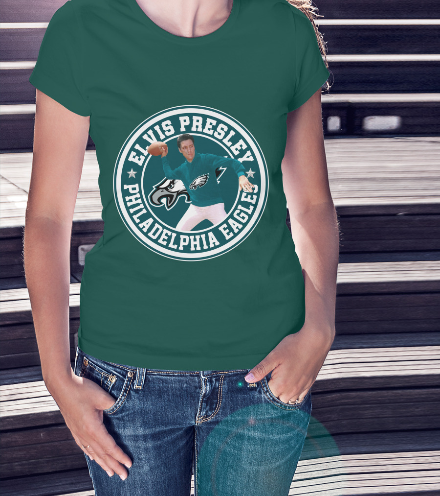 Elvis Presley Philadelphia Eagles Football Quarterback T-Shirt