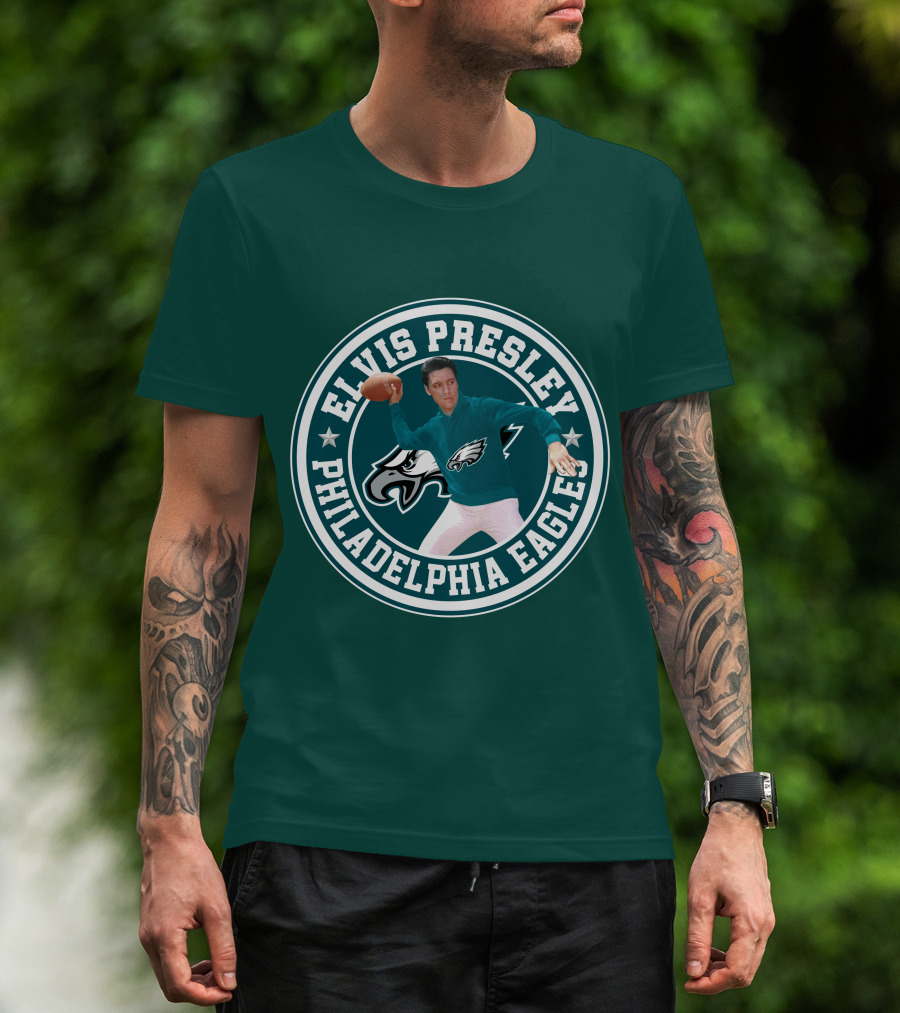 Elvis Presley Philadelphia Eagles Football Quarterback T-Shirt