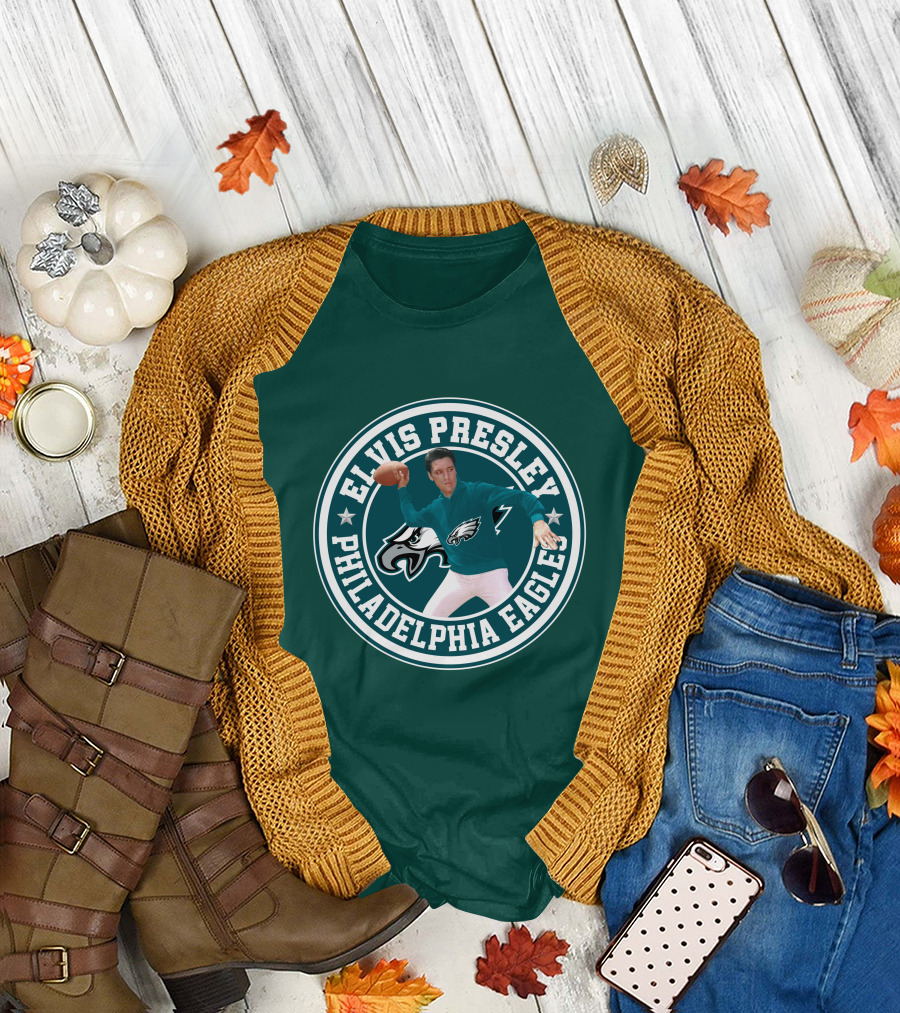 Elvis Presley Philadelphia Eagles Football Quarterback T-Shirt