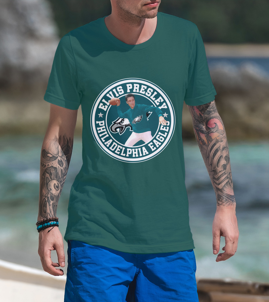 Elvis Presley Philadelphia Eagles Football Quarterback T-Shirt