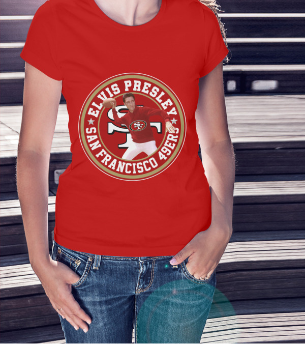 Elvis Presley San Francisco 49ers Football Player Circle T-Shirt