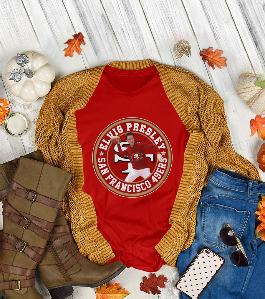 Elvis Presley San Francisco 49ers Football Player Circle T-Shirt