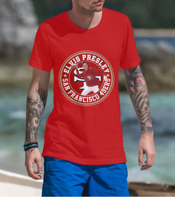Elvis Presley San Francisco 49ers Football Player Circle T-Shirt