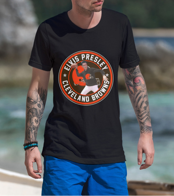 Elvis Presley Cleveland Browns Football Quarterback T-Shirt