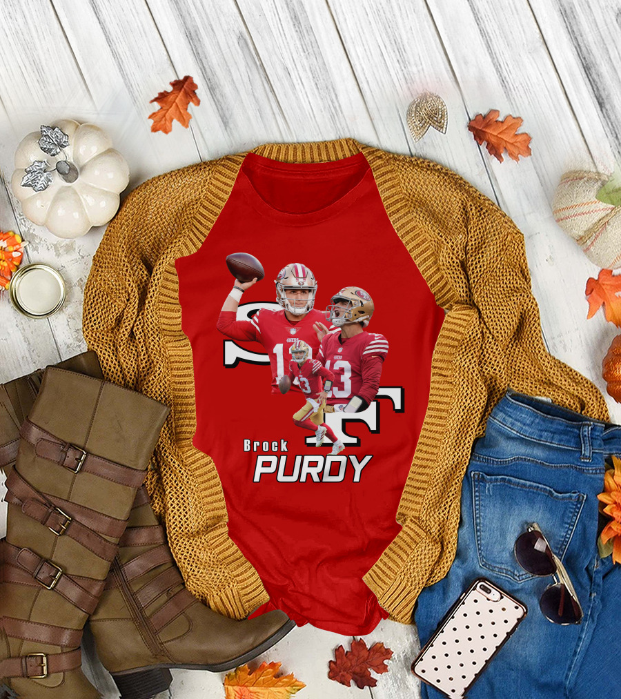 Brock Purdy NFL Quarterback Action Collage T-Shirt