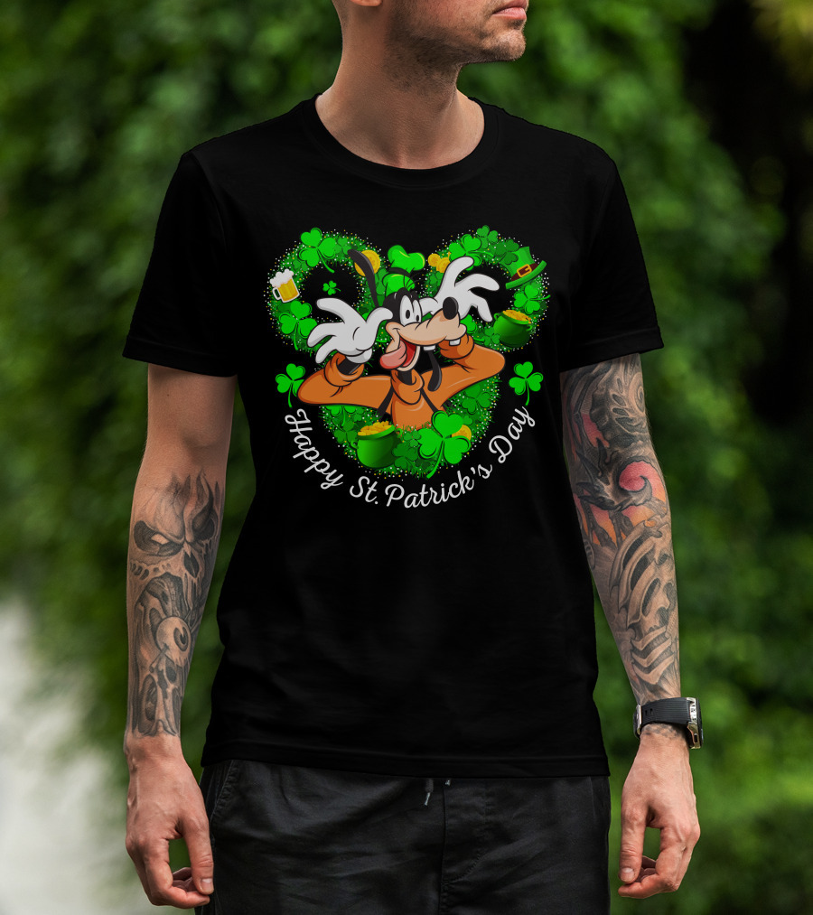 Happy St. Patrick's Day Goofy Shamrocks And Leprechaun Hat T-Shirt