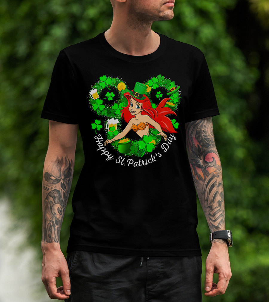 Ariel Happy St. Patrick's Day Shamrocks And Hat T-Shirt