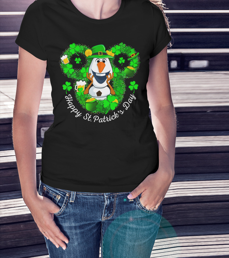 Happy St. Patrick's Day Olaf Clover Hat Beer T-Shirt
