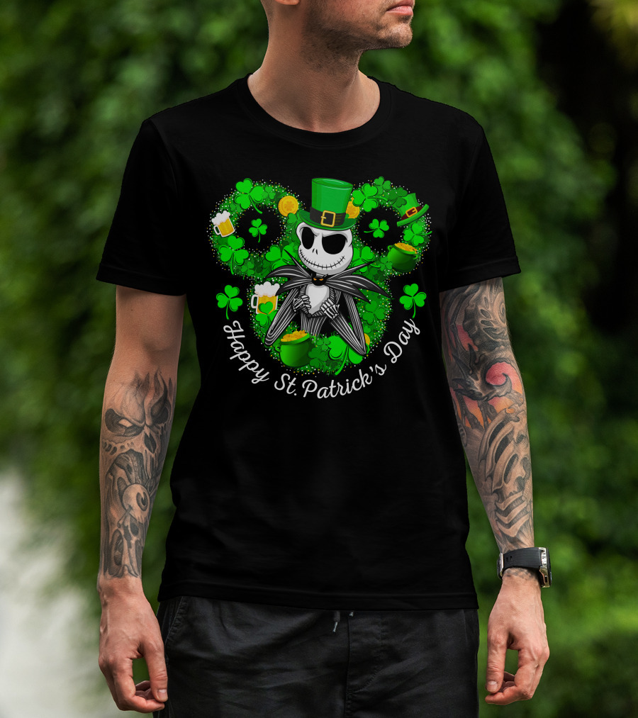 Happy St. Patrick's Day Jack Skellington Lucky Clover T-Shirt