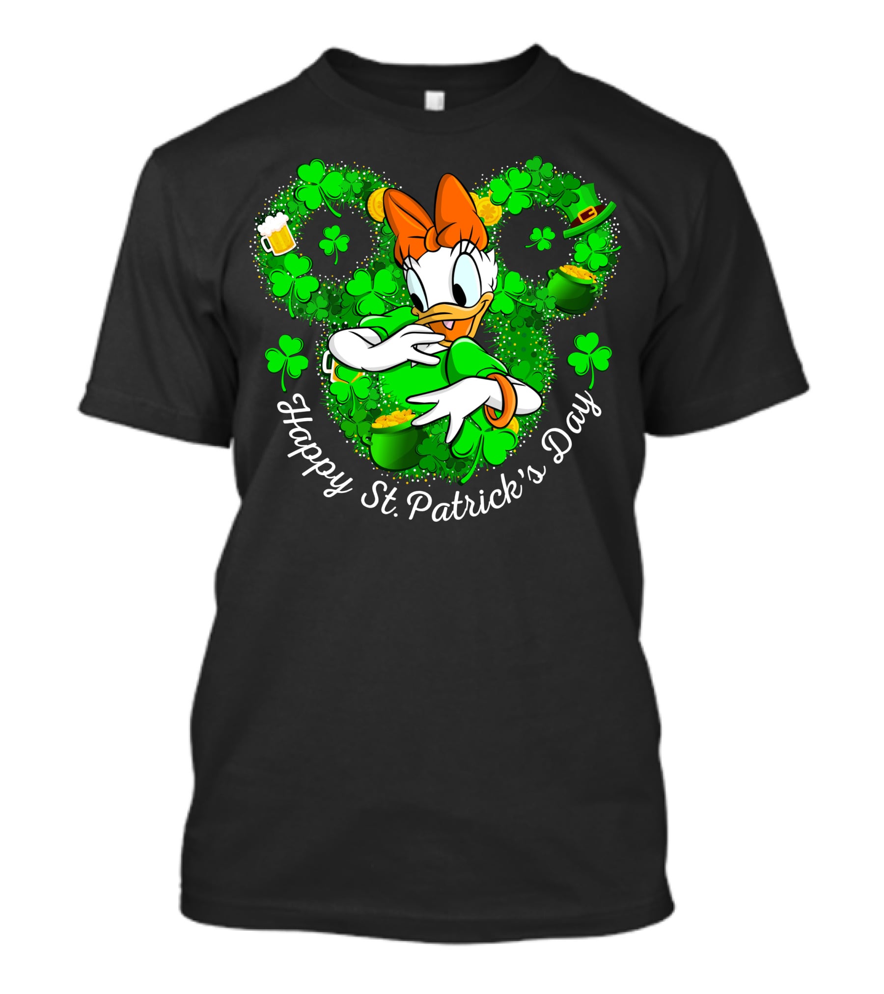 Happy St. Patrick's Day Daisy Duck With Shamrocks And Leprechaun Hat T-Shirt