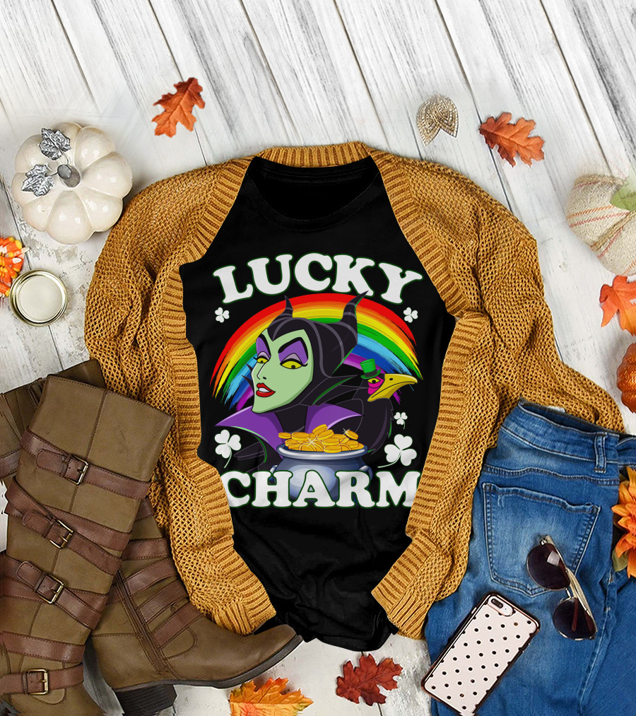 Lucky Charm Maleficent Rainbow Pot of Gold T-Shirt