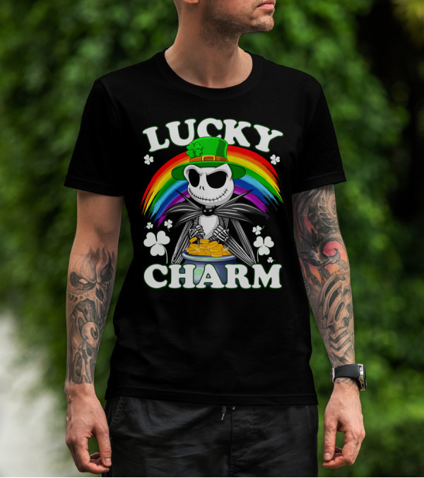 Lucky Charm Jack Skellington Rainbow Pot Of Gold T-Shirt