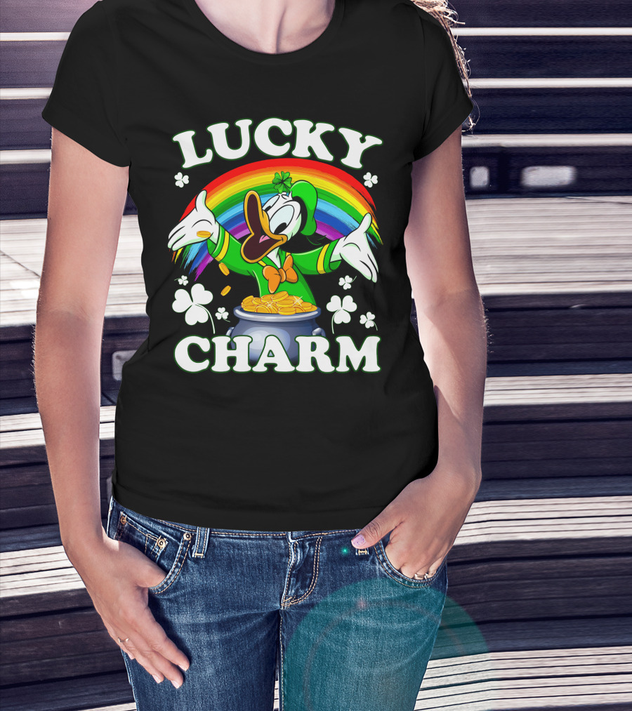Lucky Charm Donald Pot Of Gold Rainbow Clovers T-Shirt