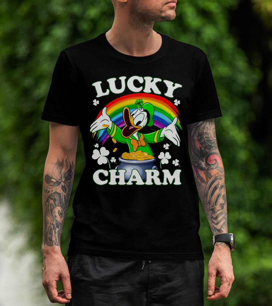 Lucky Charm Donald Pot Of Gold Rainbow Clovers T-Shirt