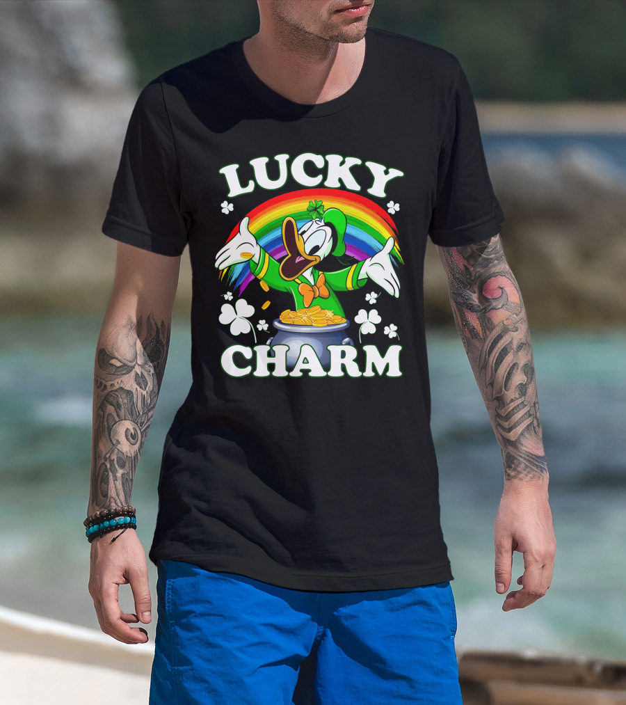 Lucky Charm Donald Pot Of Gold Rainbow Clovers T-Shirt
