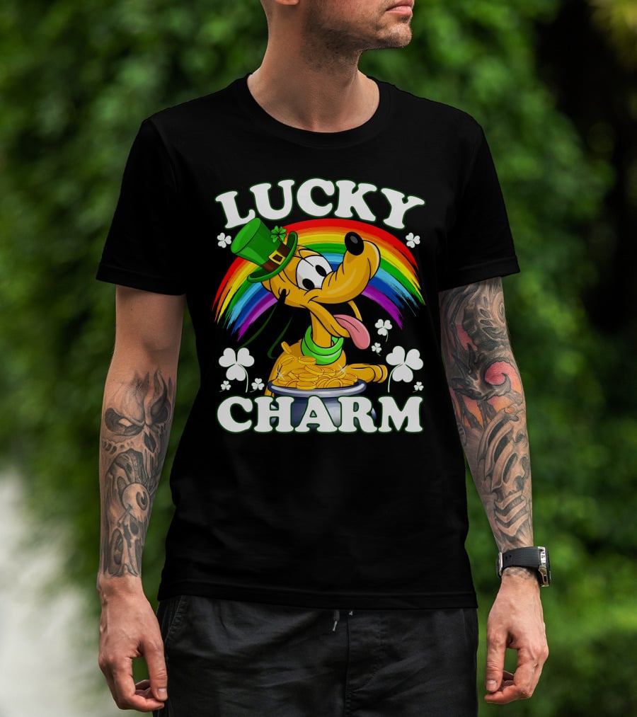 Lucky Charm Pluto Rainbow Clover Hat Coins T-Shirt