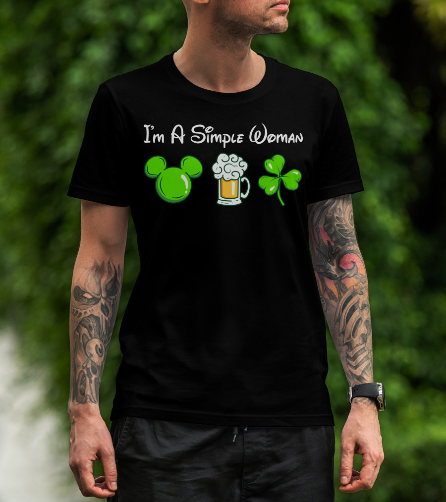 I'm A Simple Woman Mouse Ears Beer Shamrock T-Shirt