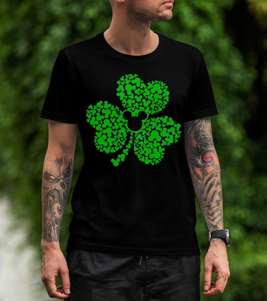 SHAMROCK Mouse Icon Themed St. Patrick's Day Green Flowers T-Shirt