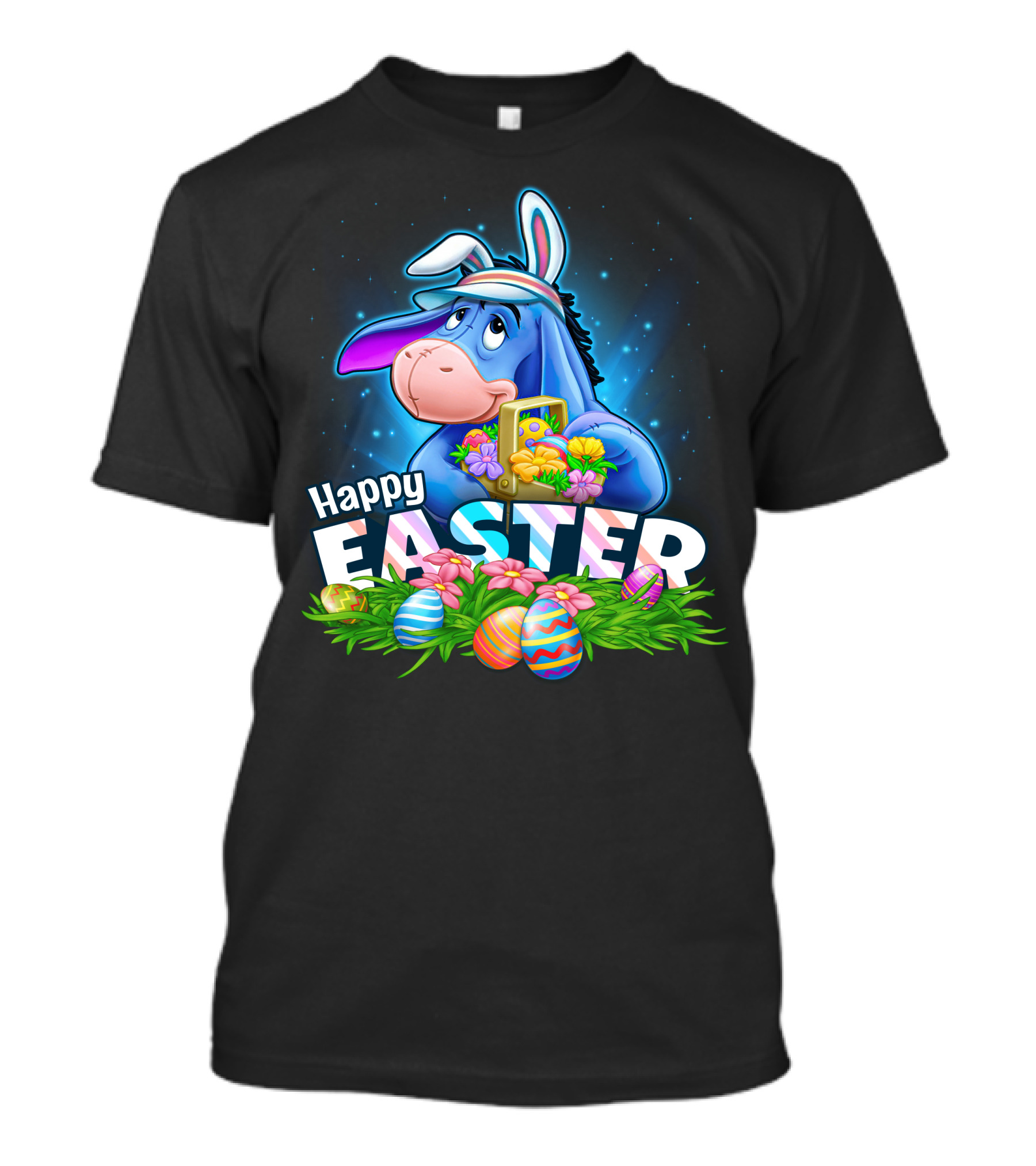 Happy Easter Eeyore With Basket And Colorful Eggs T-Shirt