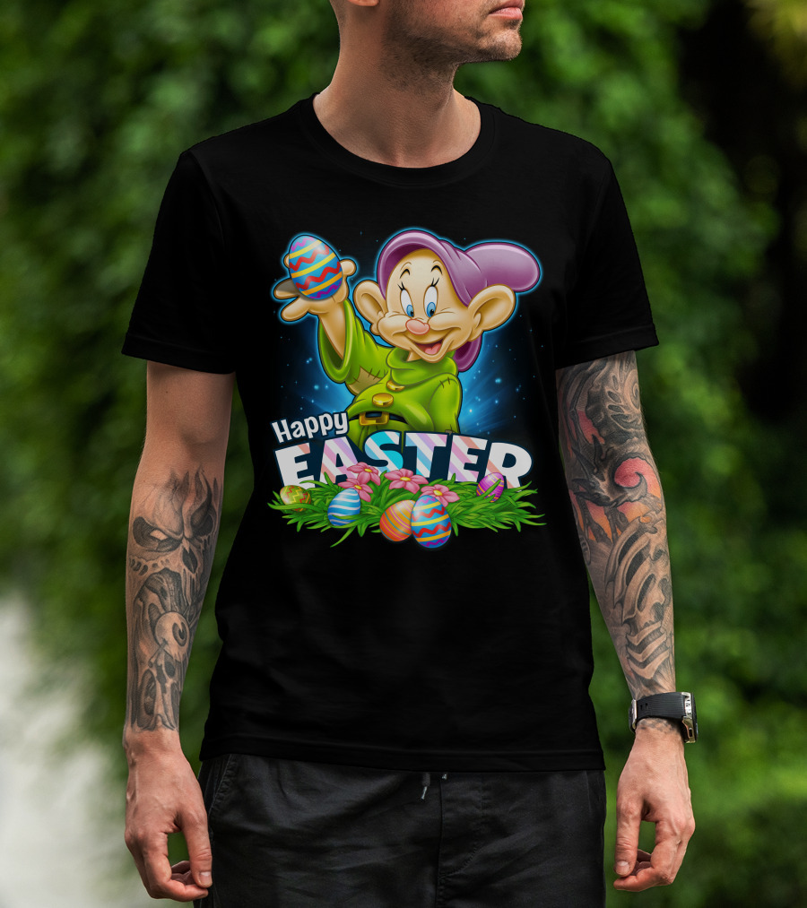 Dopey Happy Easter Colorful Eggs And Flowers T-Shirt