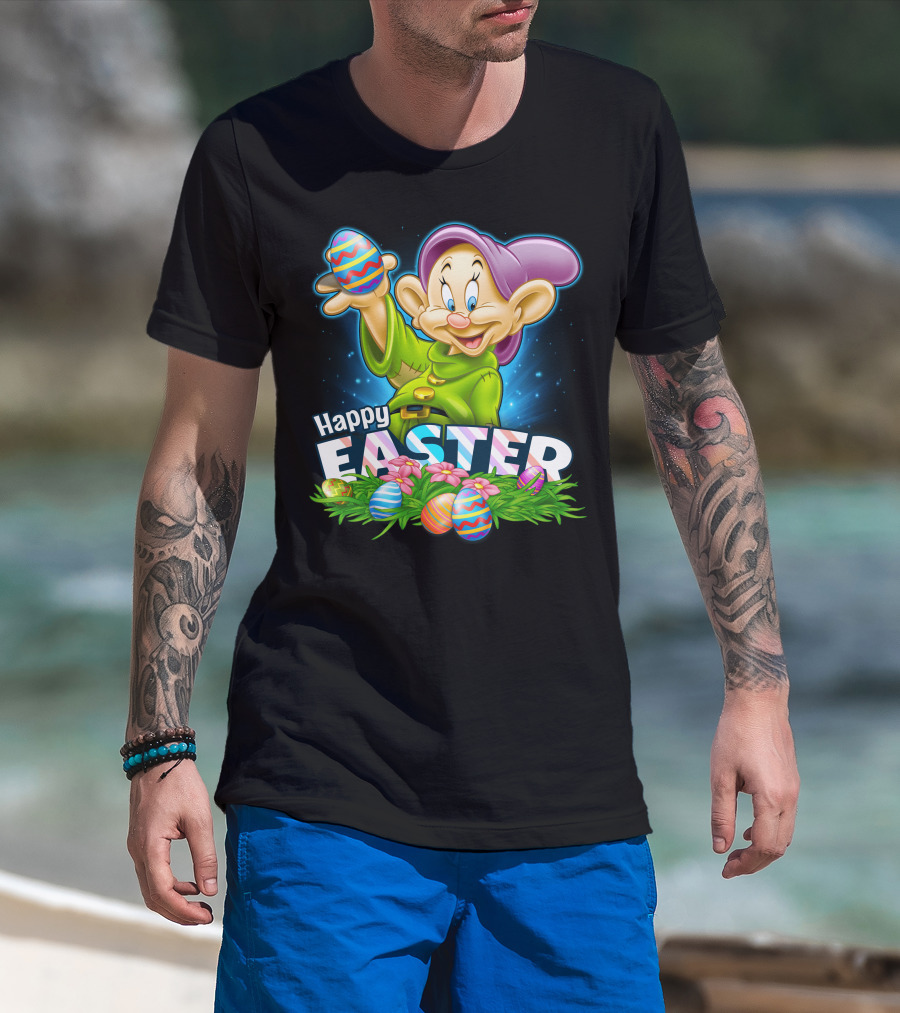Dopey Happy Easter Colorful Eggs And Flowers T-Shirt