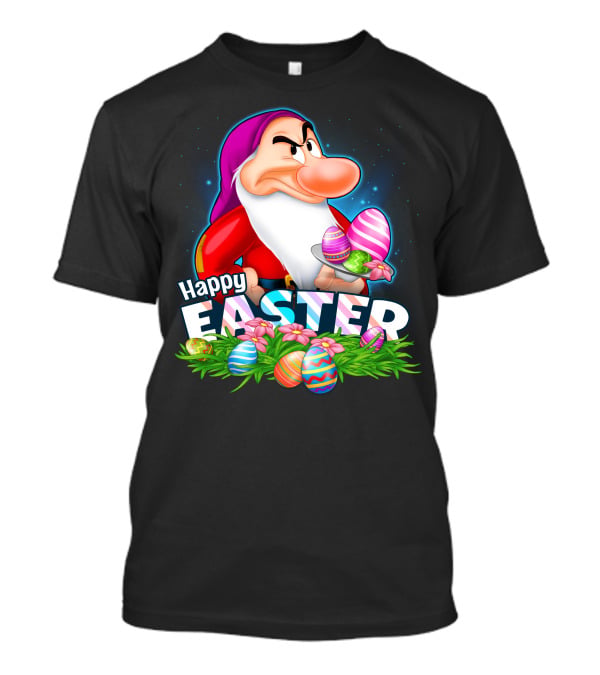 Happy Easter Grumpy Dwarf With Colorful Eggs And Flowers T-Shirt