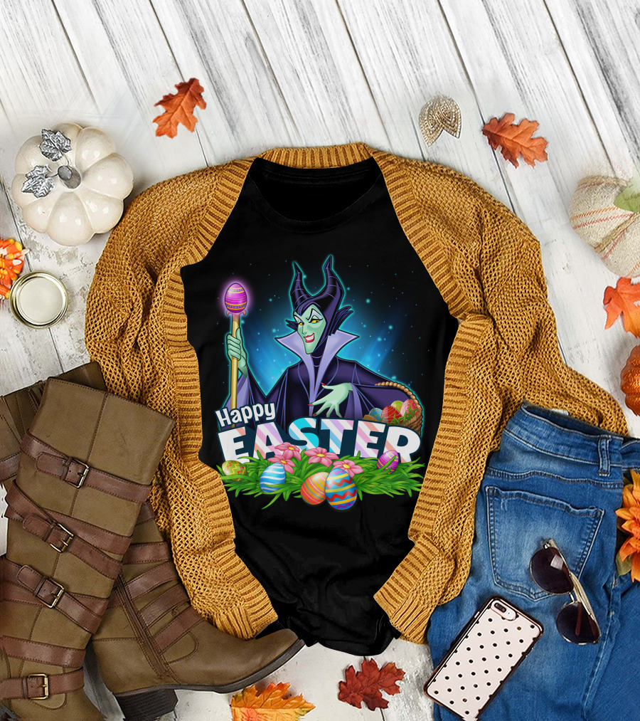 Happy Easter Maleficent With Easter Eggs And Staff T-Shirt