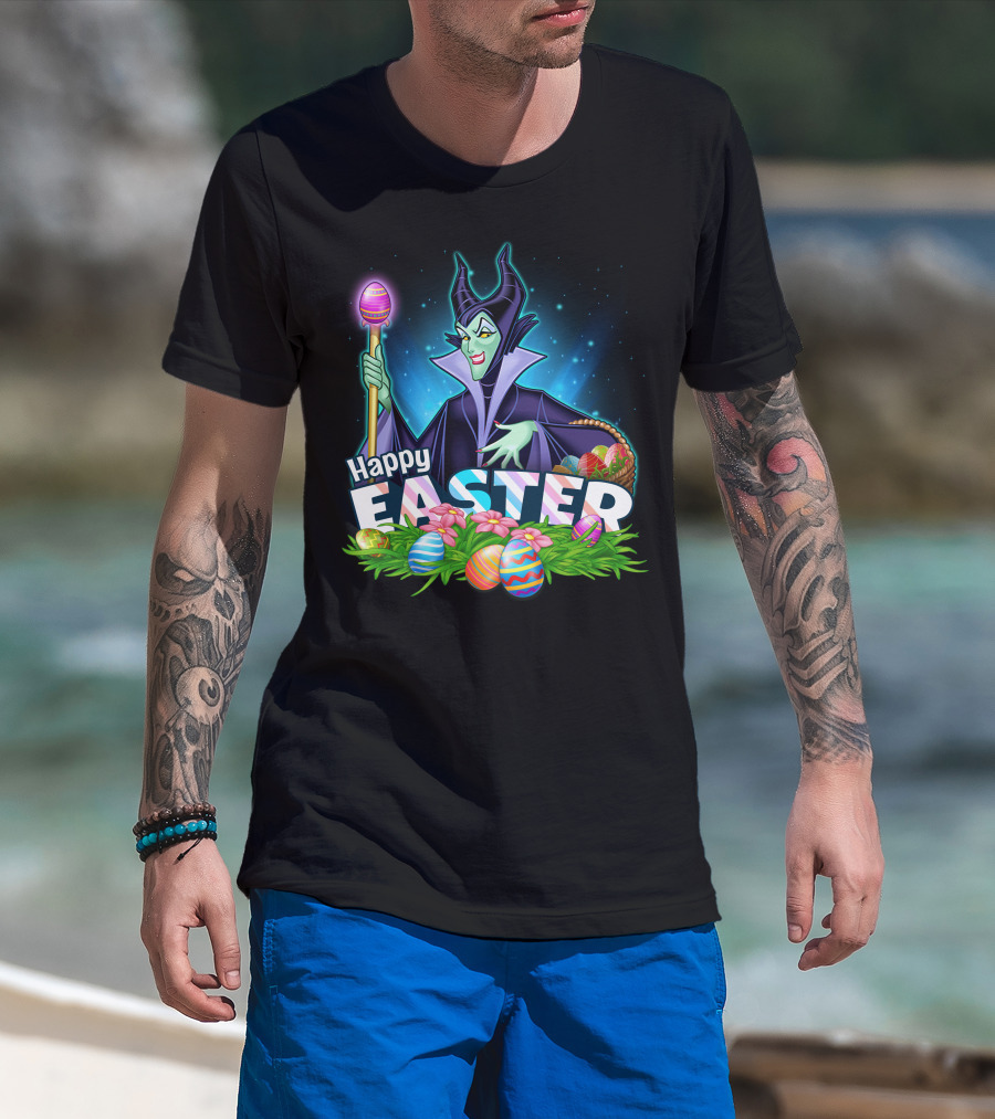 Happy Easter Maleficent With Easter Eggs And Staff T-Shirt