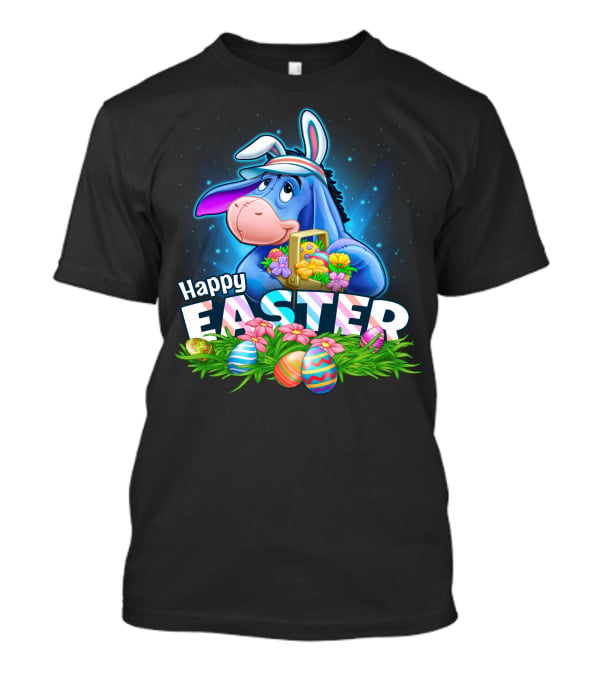 Eeyore Happy Easter With Bunny Ears And Easter Eggs T-Shirt