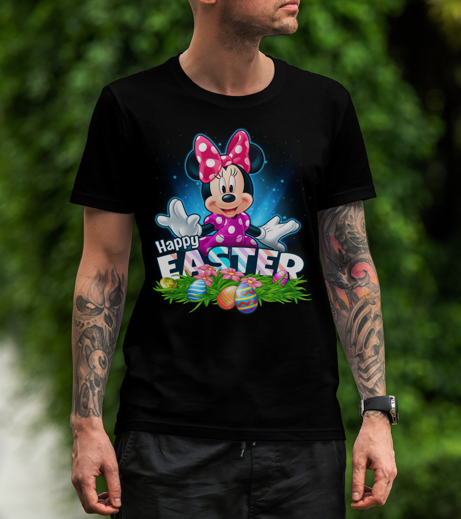 Minnie Mouse Happy Easter Eggs And Flowers Celebration T-Shirt