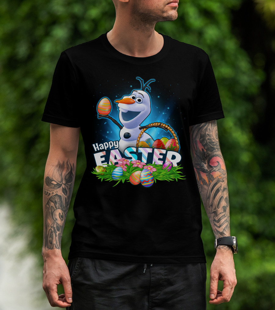 Happy Easter Olaf Easter Eggs Basket T-Shirt