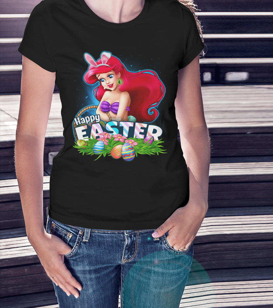 Happy Easter Ariel With Easter Eggs And Bunny Ears T-Shirt