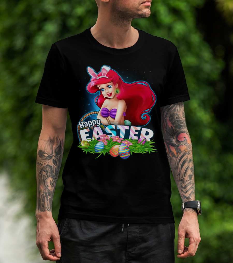 Happy Easter Ariel With Easter Eggs And Bunny Ears T-Shirt