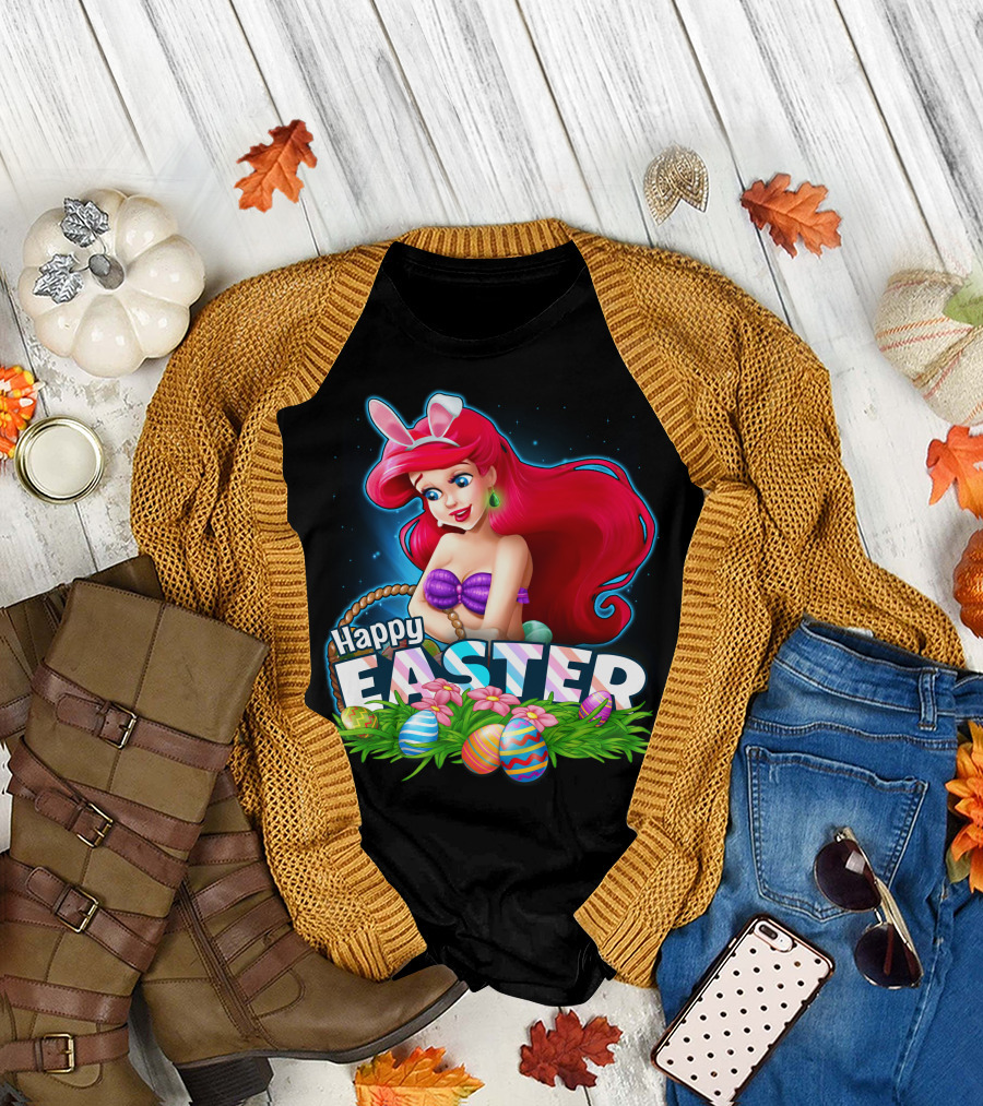 Happy Easter Ariel With Easter Eggs And Bunny Ears T-Shirt
