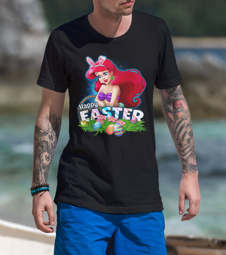 Happy Easter Ariel With Easter Eggs And Bunny Ears T-Shirt