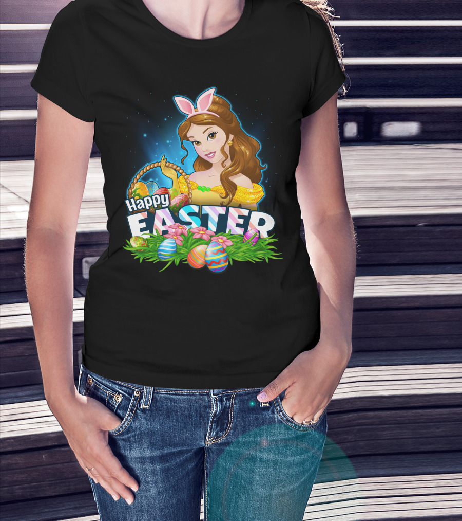 Happy Easter Bella Bunny Ears Basket And Painted Eggs T-Shirt